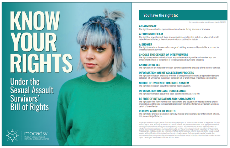 Know Your Rights Sexual Assault Survivors Bill Of Rights Poster Set