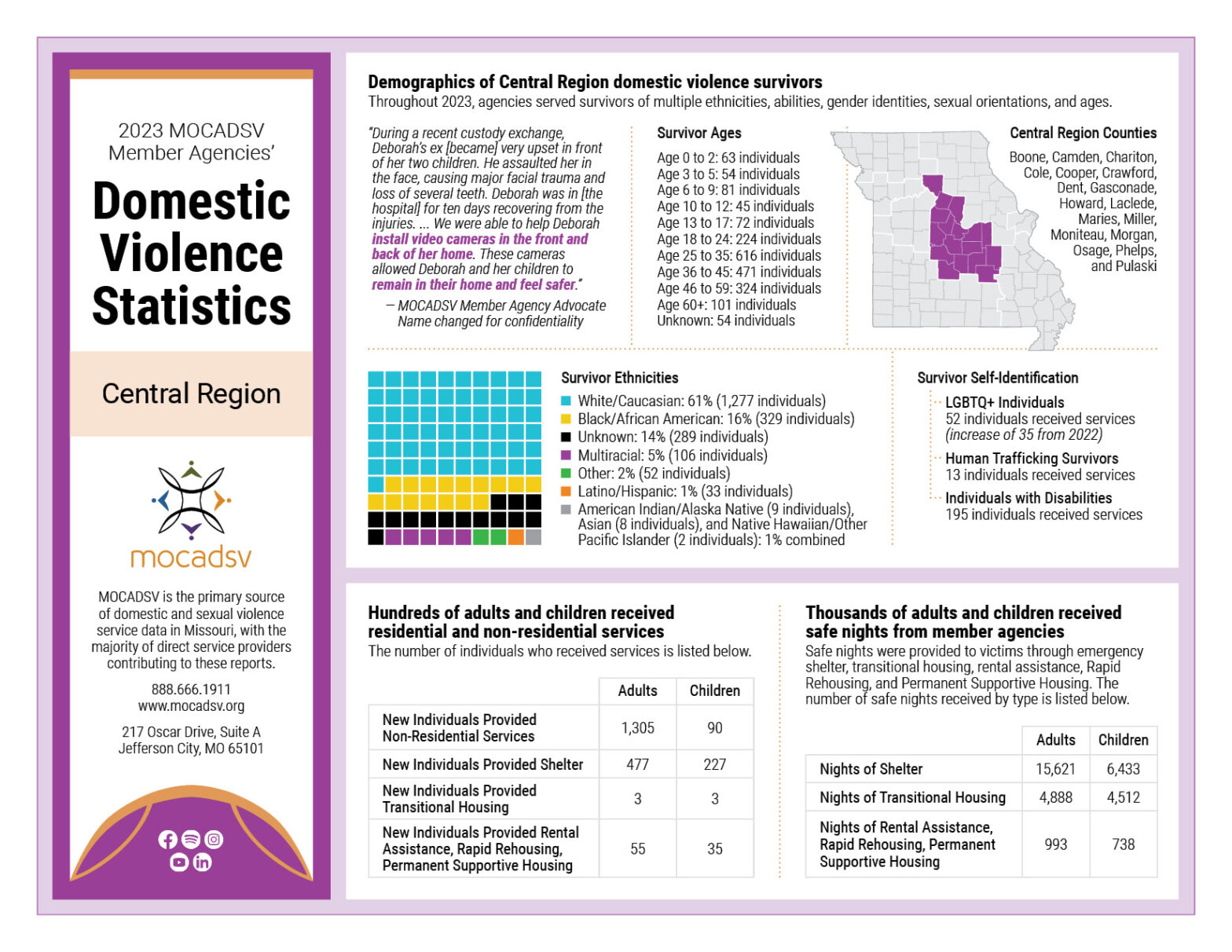 2023 Central Region Domestic Violence Stat Sheets